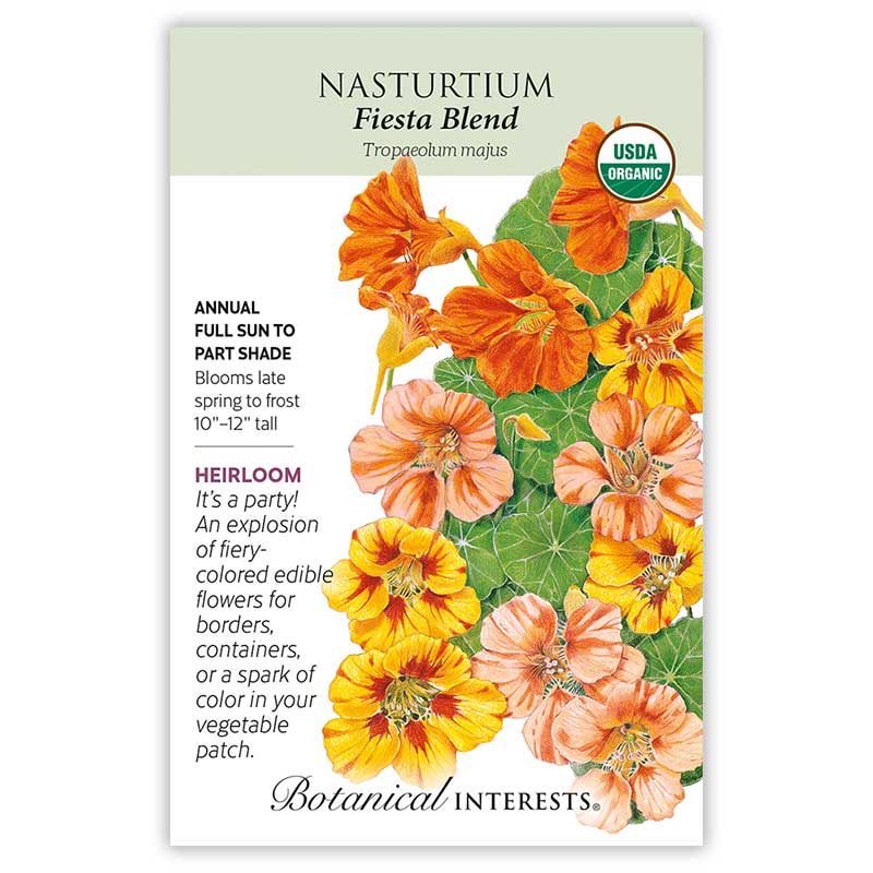 edible flower nasturtium seeds Nasturtium Fiesta Blend Organic Seeds 8g
