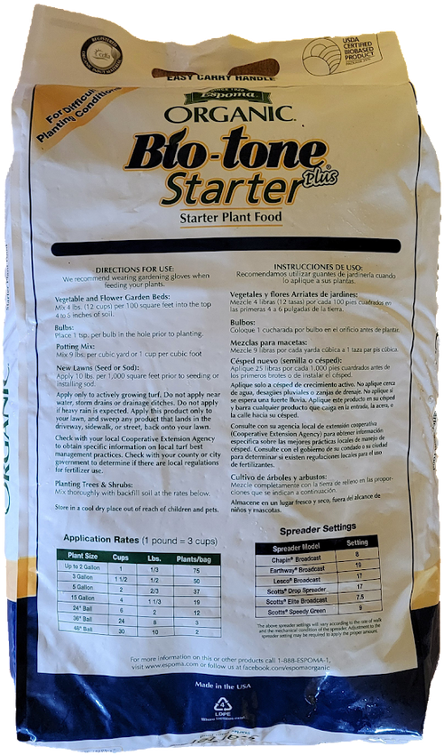 biotone plant fertilizer Espoma Organic Bio-tone Starter Plus Plant Food 4-3-3