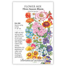 Flower mix packet with colorful flowers and text on a white background