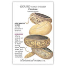 Seed packet for Gourd hard-shelled Corsican with illustrations and text.