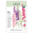 Larkspur Galilee Blend Organic Seeds 750mg - Botanical Interests Colorful Cottage Garden Flowers for Cutting