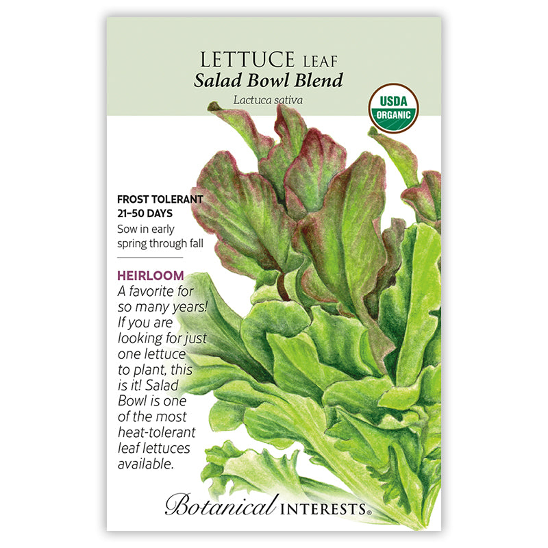 Botanical Interests Lettuce Leaf Salad Bowl Blend Organic Seeds 750 mg