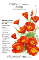 Botanical Interests Poppy California Mikado Flower Seeds