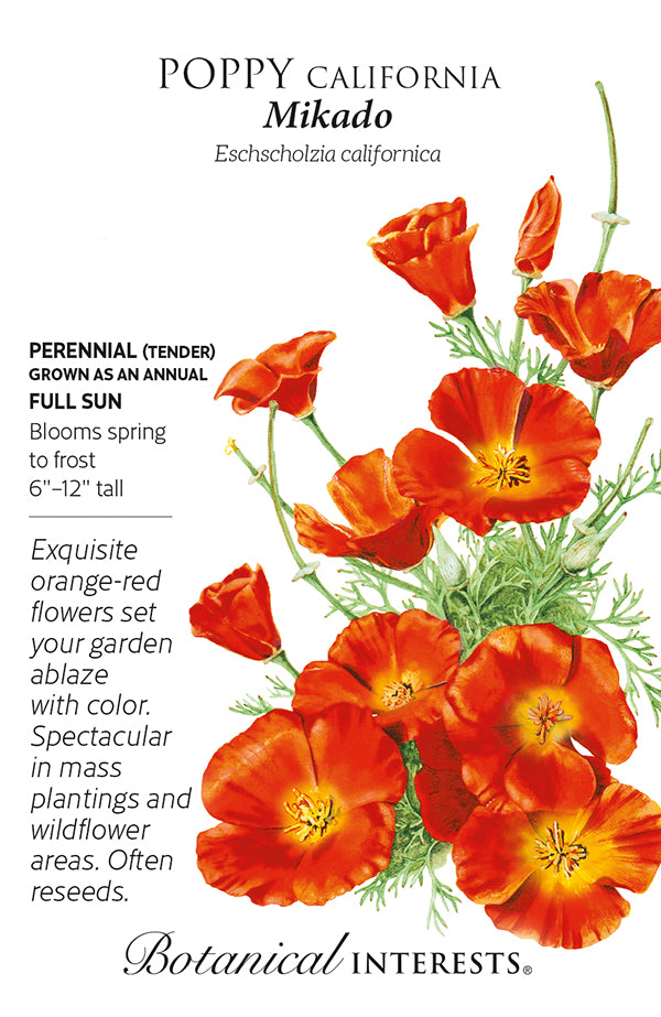 Botanical Interests Poppy California Mikado Flower Seeds
