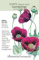 Botanical Interests Poppy Bread Seed Lauren's Grape Organic Flower Seeds