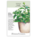 Stevia candy plant packaging with botanical illustration and text
