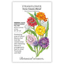 Strawflower Swiss Giants Blend Seeds 100mg - Botanical Interests Large Everlasting Flowers for Drying