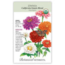 Botanical Interests Zinnia California Giants Blend Organic Seeds