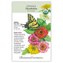 Zinnia Thumbelina seed packet with butterfly illustration and Botanical Interests branding