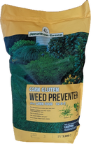 Bag of Jonathan Green corn gluten weed preventer and lawn food on a white background