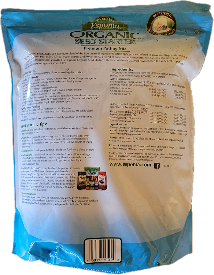 Organic Seed Starter Mix Espoma 8 qt