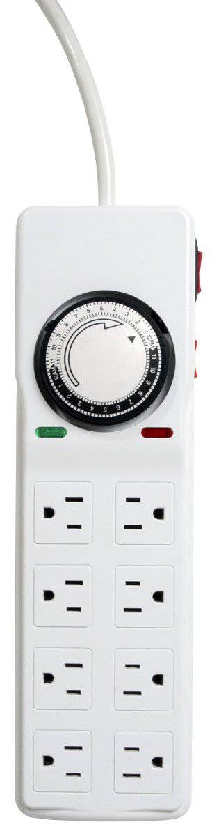Surge Protector with 8 outlets & timer - CF Hydroponics