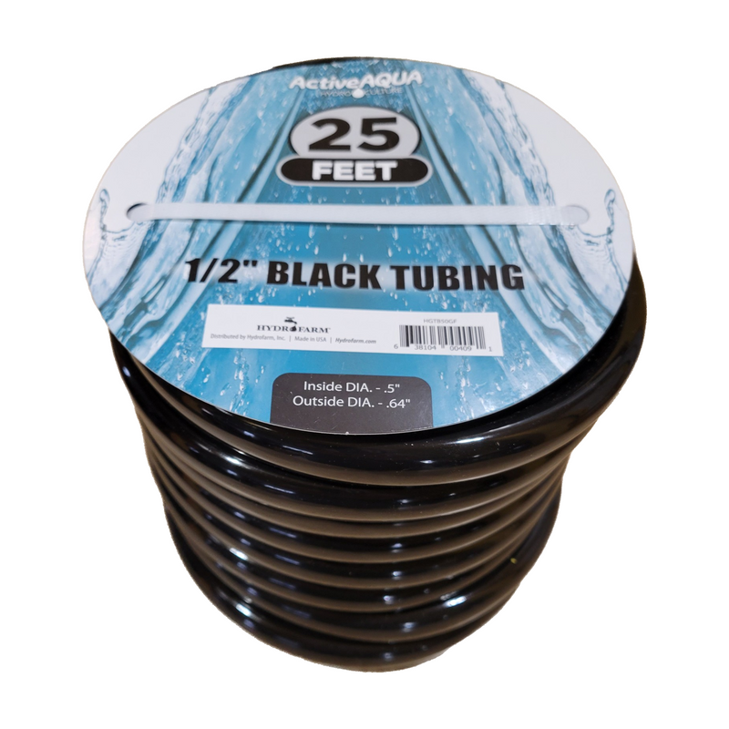 1/2" Black Tubing 25 Foot Roll - CF Hydroponics