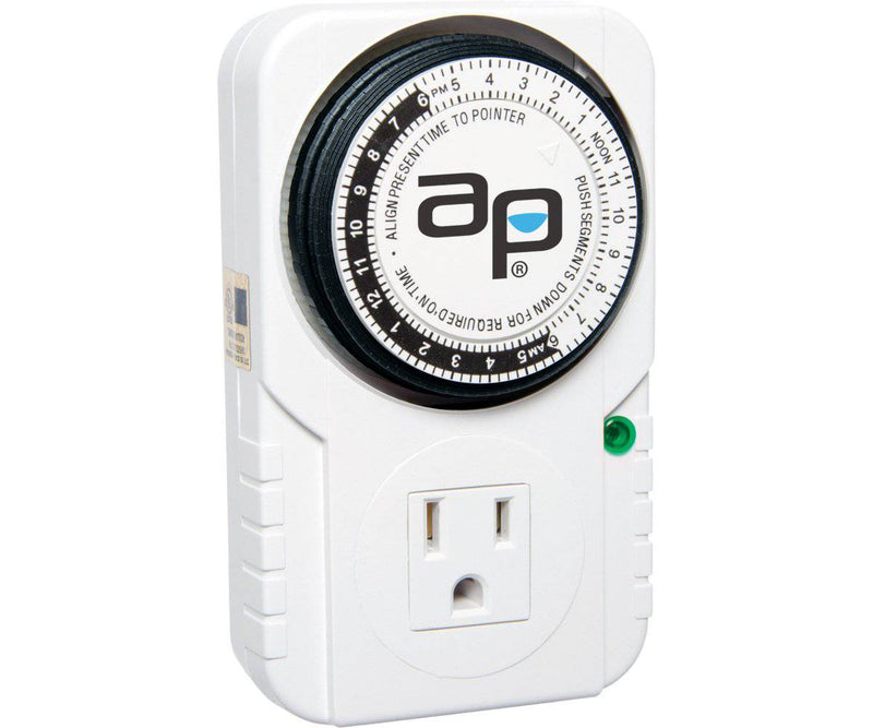 Autopilot Analog Grounded Timer, 1725W, 15A, 15 Minute On/Off, 24 Hour - CF Hydroponics