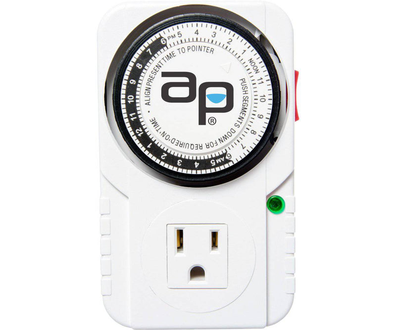 Autopilot Analog Grounded Timer, 1725W, 15A, 15 Minute On/Off, 24 Hour - CF Hydroponics