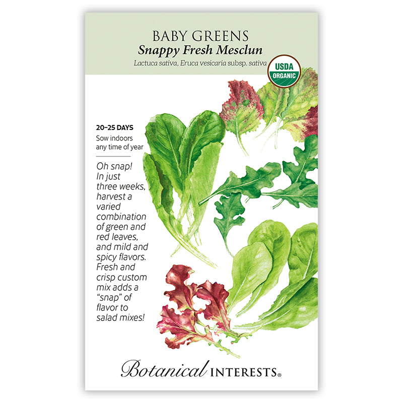 Botanical Interests Baby Greens Snappy Fresh Mesclun Organic Seeds