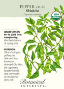 Botanical Interests Pepper Chile Shishito Organic Seeds - CF Hydroponics