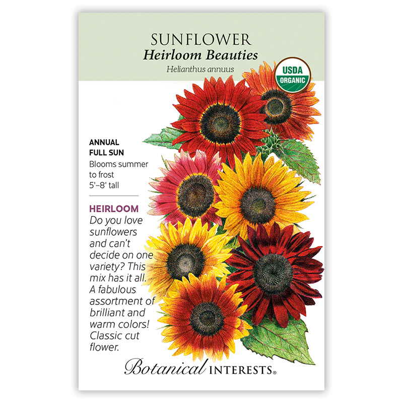 Botanical Interests Sunflower Heirloom Beauties Organic Seeds