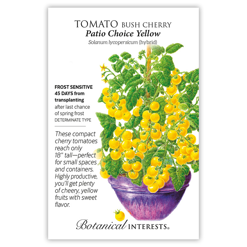 Botanical Interests Tomato  Bush Cherry Patio Choice Yellow Seeds
