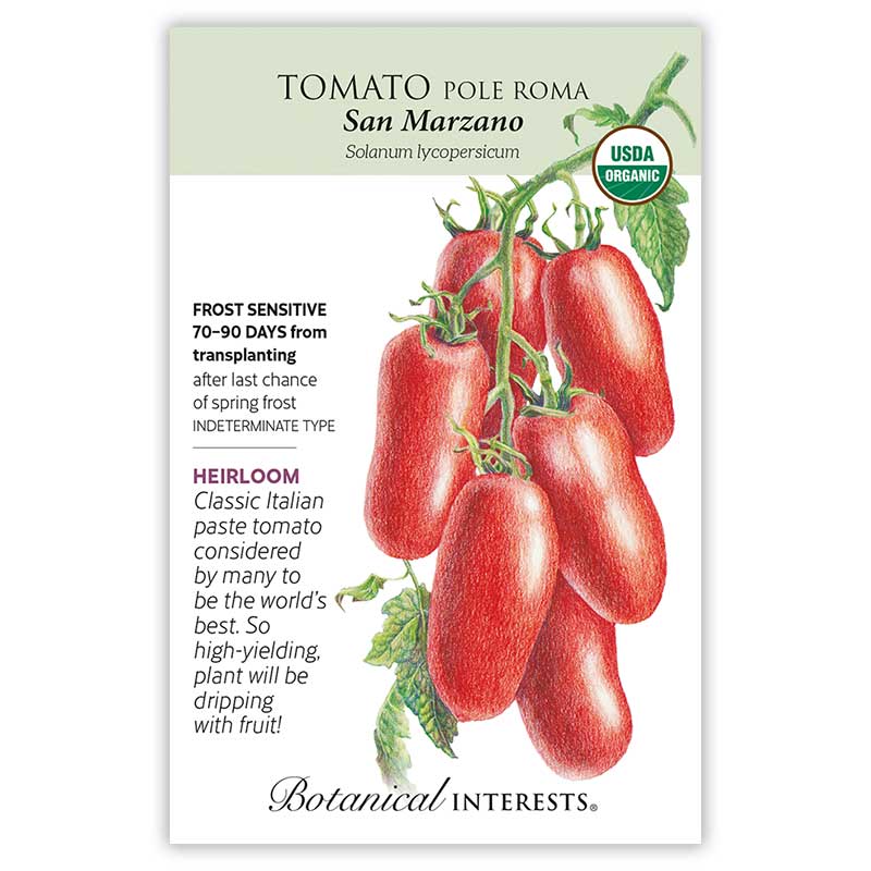 Botanical Interests Tomato Pole Roma San Marzano Organic Seeds