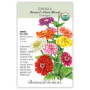 Botanical Interests Zinnia Benary's Giant Blend Organic Seeds