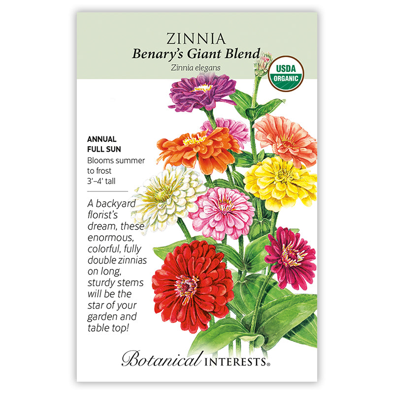 Botanical Interests Zinnia Benary's Giant Blend Organic Seeds