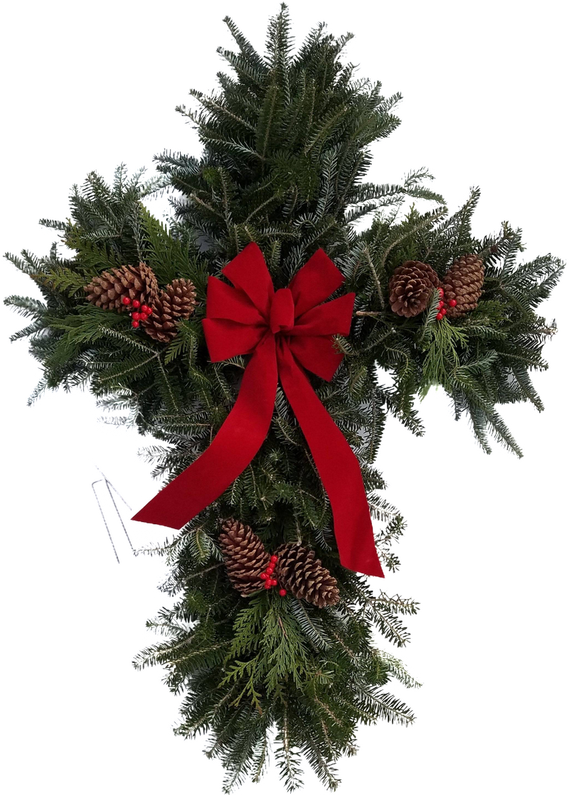 Fresh Natural Christmas Grave Cross